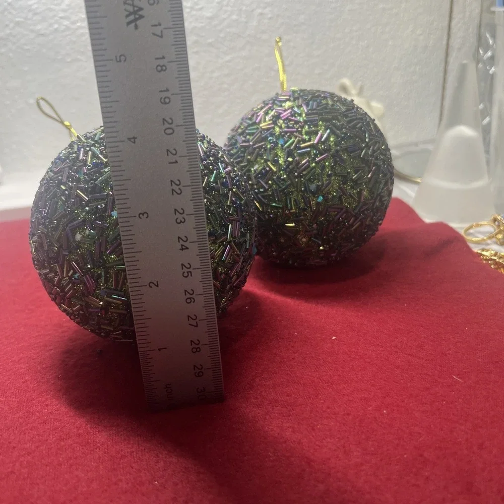 Melrose‎ Rainbow Beaded Ball Ornament (Set of 2) 4